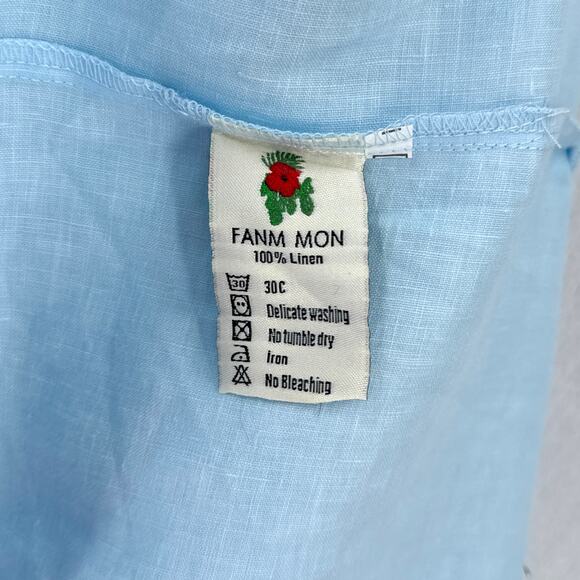 FANM MON X CLARE V Didom Maxi Skirt Womens XS Blue Embroidered Linen Ruffled - Picture 11 of 14